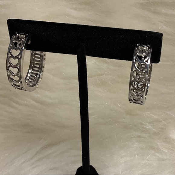 cote d” Argent CZ Baguette Hoop Earring - Picture 5 of 5